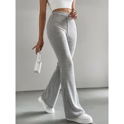 LULU & SKY Women Textured Flared High-Rise Trousers-picture-22