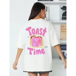 LULU & SKY Women Typography Printed Round Neck Cotton Oversized T-shirt-picture-26