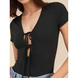 LULU & SKY Women V-Neck Bodysuit image 2