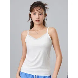 LULU & SKY Women V-neck Lace Insert Regular Cami Top-picture-19