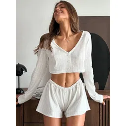 LULU & SKY Women V-Neck Top & Shorts Loungewear Set-picture-37