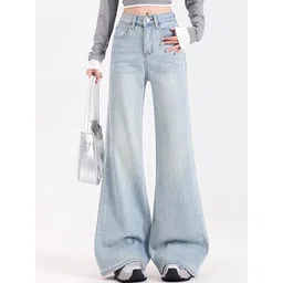 LULU & SKY Women Wide Leg High-Rise Clean Look Light Fade Jeans-picture-25