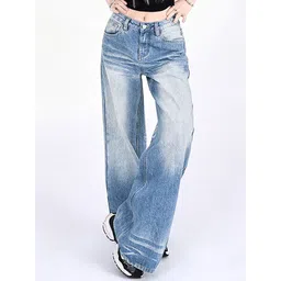 LULU & SKY Women Wide Leg Light Fade Clean Look Jeans-picture-32