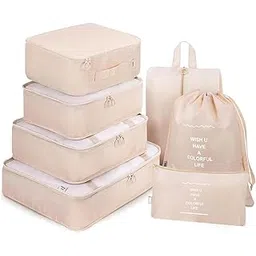 Lumicraft Packing Cubes Travel Organizer bags Set - Efficient Packing Travel Cubes & Organiser Bags for Luggage Organization | 7 pieces (Beige)-picture-31