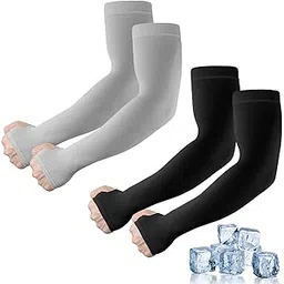 luminex commerce Luminex UV Sun Protection Arm Sleeves for Men & Women with Thumb Hole, UPF 50+ Cooling Ice Sleeves for Boys & Girls, Summer Hand Gloves for Bike Riding, Running, Cricket, Outdoor Sports(2 Pairs)-picture-57