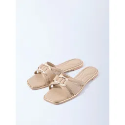 LUNA BLU by Westside Beige Multi-Strap Slides image 2