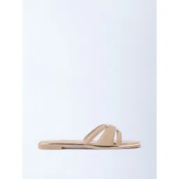 LUNA BLU by Westside Beige Multi-Strap Slides image 1