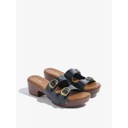 LUNA BLU by Westside Black Dual-Buckle Strap Sandals-picture-38