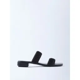 LUNA BLU by Westside Black Ruched Dual-Strap Sandals-picture-28