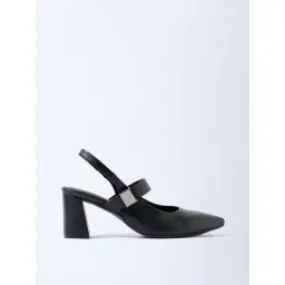 LUNA BLU by Westside Black Slingback Block Heel Mules-picture-40