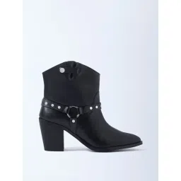 LUNA BLU by Westside Black Stud Detailed Leather Boots image 2