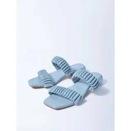 LUNA BLU by Westside Blue Ruched Slip-On Sandals-picture-35