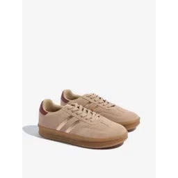 LUNA BLU by Westside Blush Pink Suede Lace-Up Sneakers-picture-31