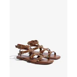 LUNA BLU by Westside Brown Studded Gladiator Sandals-picture-21