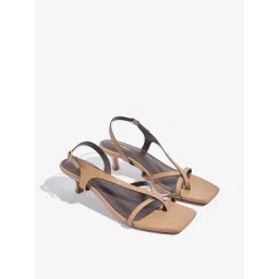 LUNA BLU by Westside Dark Beige Kitten Slingback Sandals-picture-22