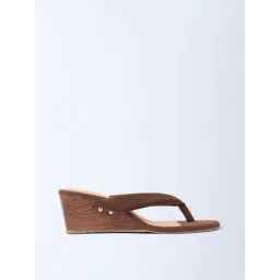 LUNA BLU by Westside Dark Brown Thong-Strap Wedge-Heel Sandals-picture-29