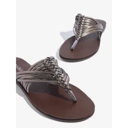 LUNA BLU by Westside Dark Grey Braided Sandals image 3