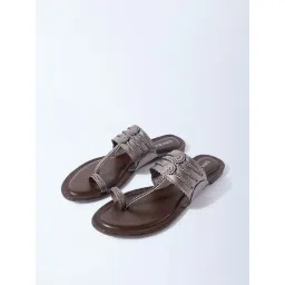 LUNA BLU by Westside Dark Grey Kolhapuri Sandals-picture-40