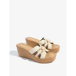 LUNA BLU by Westside Ivory Cut-Out Detailed Wedge Sandals-picture-13