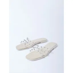 LUNA BLU by Westside Ivory Embellished Vinyl Slides-picture-35