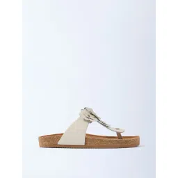 LUNA BLU by Westside Ivory Floral Thong-Strap Leather Sandals-picture-15