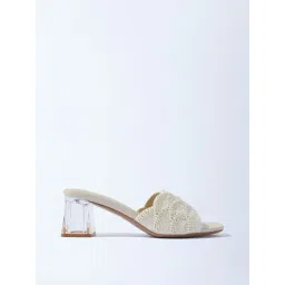 LUNA BLU by Westside Ivory Pearlescent Block Heel Sandals-picture-36