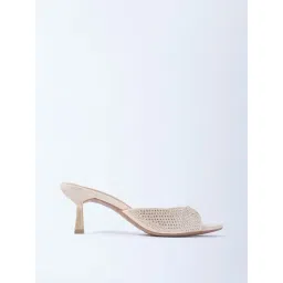 LUNA BLU by Westside Light Gold Diamante Embellished Heel Sandals image 2