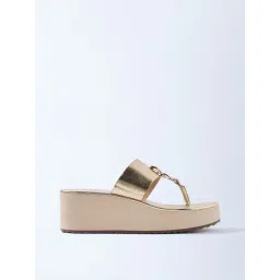 LUNA BLU by Westside Light Gold Wedge-Heel Sandals-picture-25