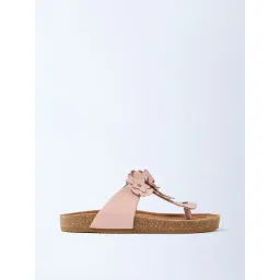 LUNA BLU by Westside Light Pink Floral Thong-Strap Leather Sandals-picture-14