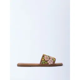 LUNA BLU by Westside Tan Floral Embroidered Slides-picture-22