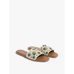 LUNA BLU by Westside Teal Embellished Slides-picture-19