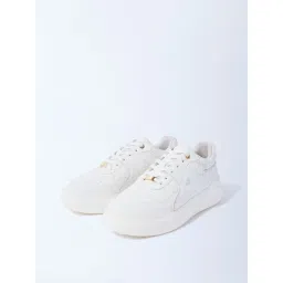 LUNA BLU by Westside White Perforated Lace-Up Sneakers-picture-34