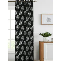 Lunar Days Black & White Floral Printed Room Darkening Door Curtain-picture-25