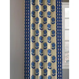 Lunar Days Blue Printed Room Darkening Door Curtains-picture-34