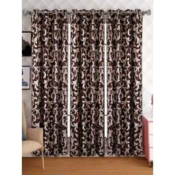 Lunar Days Brown 3 Pieces Floral Room Darkening Long Door Curtain-picture-15
