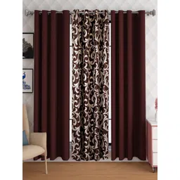 Lunar Days Brown 3 Pieces Floral Room Darkening Long Door Curtain-picture-11