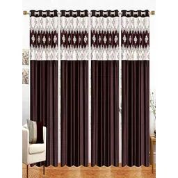 Lunar Days Brown & White 4 Pieces Floral Room Darkening Door Curtains-picture-27