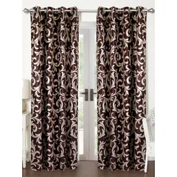 Lunar Days Brown Set of 2 Floral Room Darkening Door Curtain-picture-18