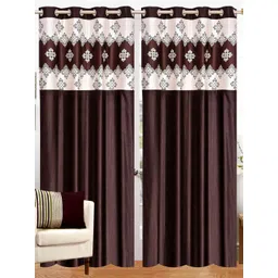 Lunar Days Brown Set of 2 Floral Room Darkening Door Curtain-picture-20