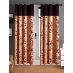 Lunar Days Brown Set of 2 Floral Room Darkening Door Curtain-picture-23