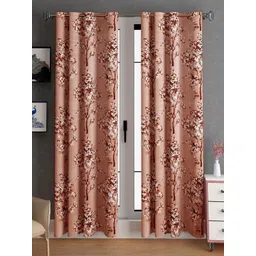 Lunar Days Brown Set of 2 Floral Room Darkening Door Curtain-picture-19