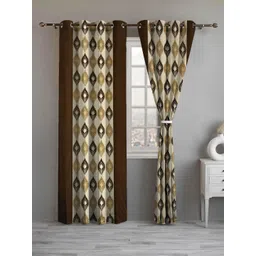 Lunar Days Brown Set of 2 Floral Room Darkening Door Curtain-picture-16