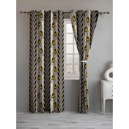 Lunar Days Brown Set of 2 Floral Room Darkening Door Curtain-picture-25