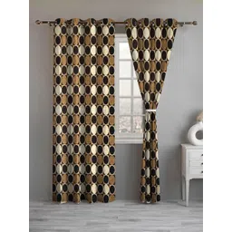 Lunar Days Brown Set of 2 Floral Room Darkening Door Curtain-picture-26