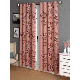 Lunar Days Brown Set of 2 Floral Room Darkening Long Door Curtain-picture-34