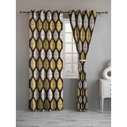 Lunar Days Brown Set of 2 Floral Room Darkening Long Door Curtain-picture-38