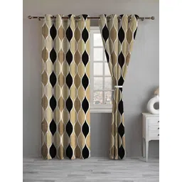 Lunar Days Brown Set of 2 Floral Room Darkening Long Door Curtain-picture-32