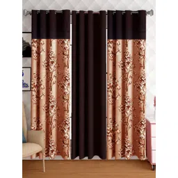 Lunar Days Brown Set of 3 Floral Room Darkening Door Curtain-picture-21