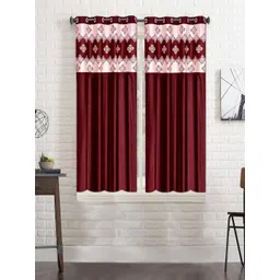 Lunar Days Maroon Set of 2 Floral Room Darkening Window Curtain-picture-41