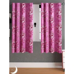 Lunar Days Pink 2 Pieces Floral Printed Room Darkening Window Curtains-picture-39